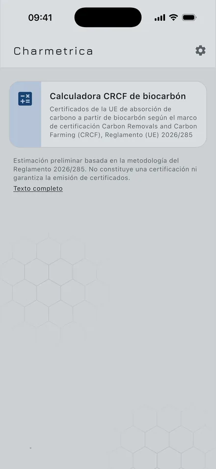 Captura de Charmetrica: pantalla principal