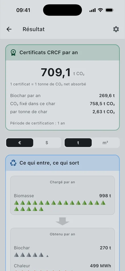 Capture d'écran de Charmetrica : résultat annuel