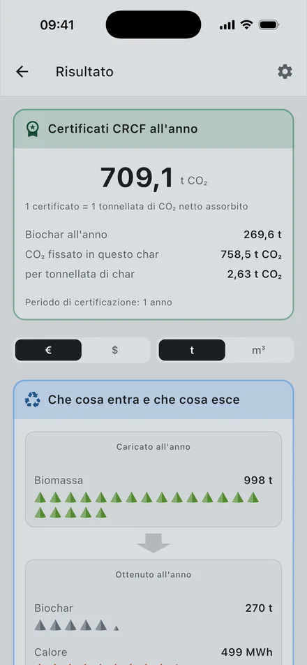 Schermata di Charmetrica: risultato annuo