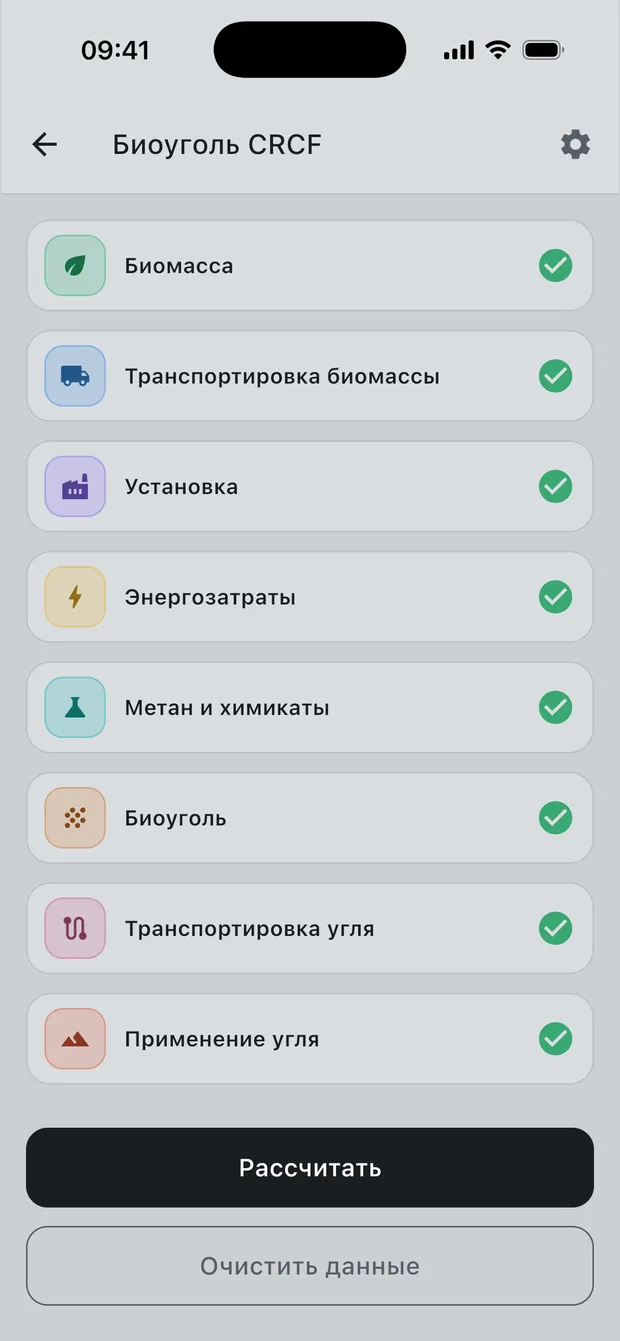 Восемь секций расчёта Charmetrica