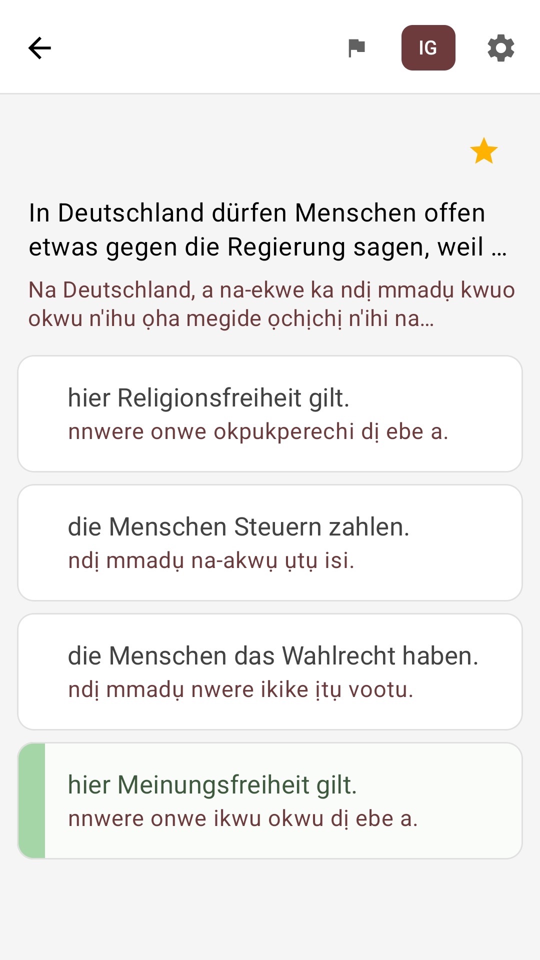 Ihuenyo ajụjụ nwere azịza a tụgharịrị na Igbo