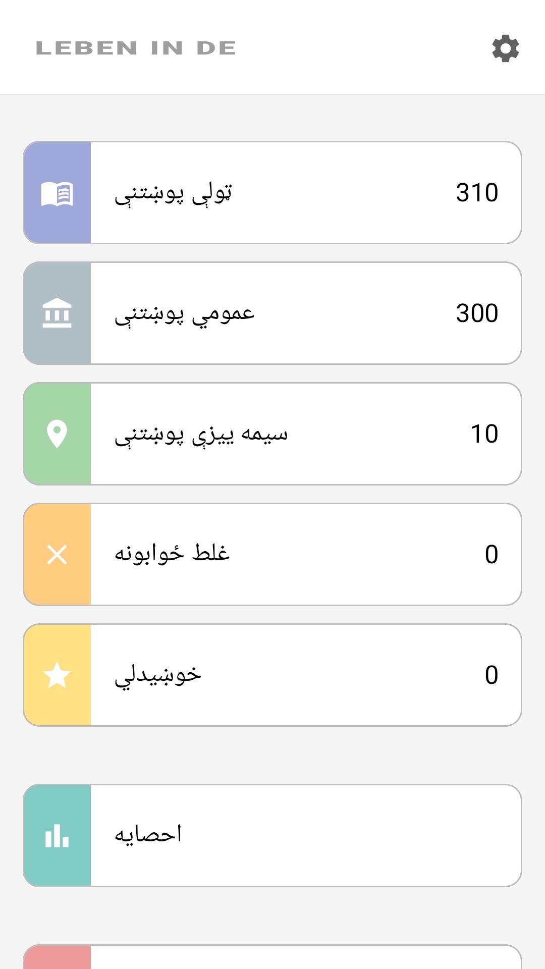 په پښتو د اپ کور پاڼه: ټولې پوښتنې، سیمه‌ییزې پوښتنې، خوښ شوي، احصایې